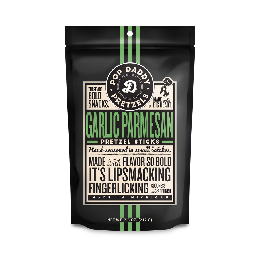 Pop Daddy Pretzels - 'Garlic Parmesan' Pretzel Sticks (7.5OZ).
