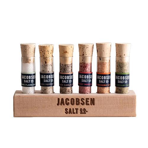 Jacobsen Salt Co - 6-Vial 'Infused Sea Salts' Set w/ Wooden Stand.
