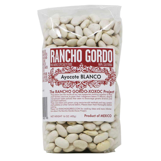 Rancho Gordo - 'Ayocote Blanco' Heirloom Beans (16OZ).