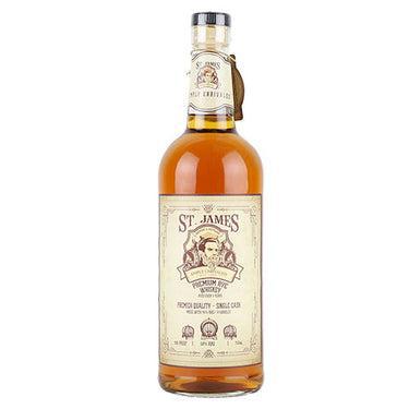 St. James rum bottle with vintage label, amber liquid, and sealed cap.