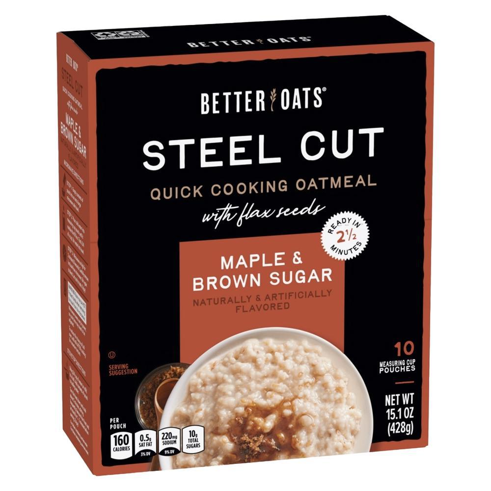 Better Oats - 'Maple & Brown Sugar' Steel Cut Instant Oatmeal (10CT).