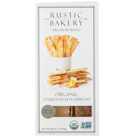 Rustic Bakery - 'Olive Oil & Sel Gris' Organic Sourdough Flatbread Crackers (6OZ).