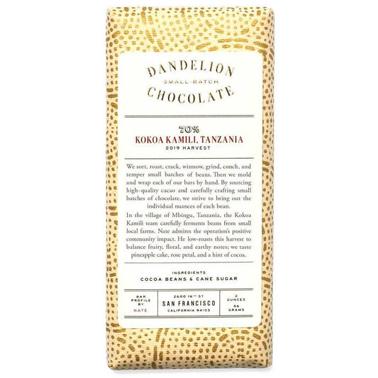Dandelion Chocolate - Kokoa Kamili, Tanzania (2OZ | 70%).