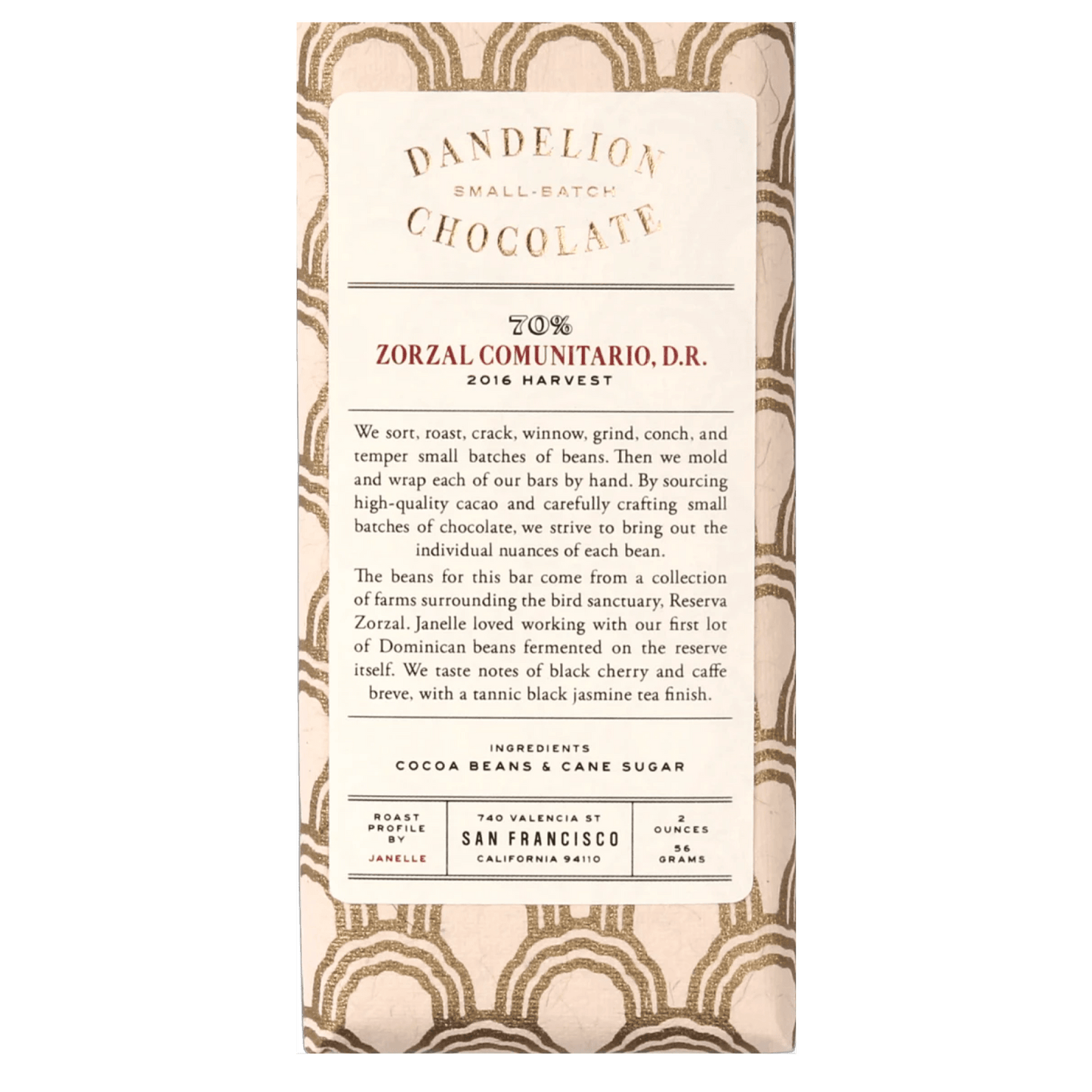 Dandelion Chocolate - Zorzal Comunitario, Dominican Republic (2OZ | 70%).