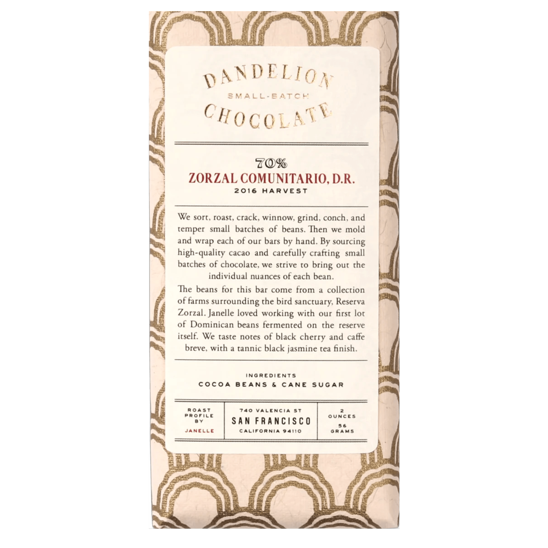 Dandelion Chocolate - Zorzal Comunitario, Dominican Republic (2OZ | 70%).