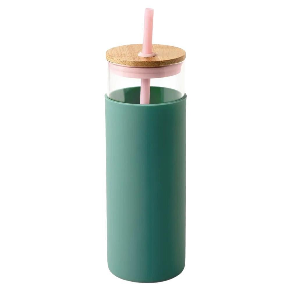 Designworks Ink - 'Peachy/Hunter' Glass Tumbler w/ Straw (22OZ).