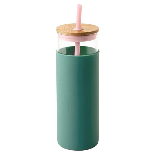 Designworks Ink - 'Peachy/Hunter' Glass Tumbler w/ Straw (22OZ).