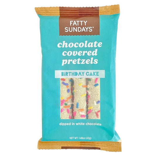 Fatty Sundays - 'Birthday Cake' Chocolate Covered Pretzels (42G).
