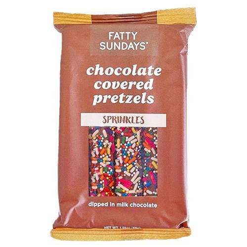 Fatty Sundays - 'Sprinkles' Chocolate Covered Pretzels (42G).