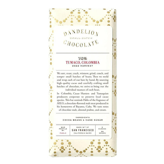 Dandelion Chocolate - Tumaco, Colombia (2OZ | 70%).