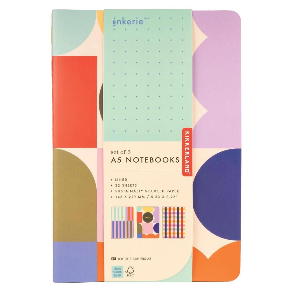Kikkerland Design - 'Inkerie' A5 Notebooks (3CT).