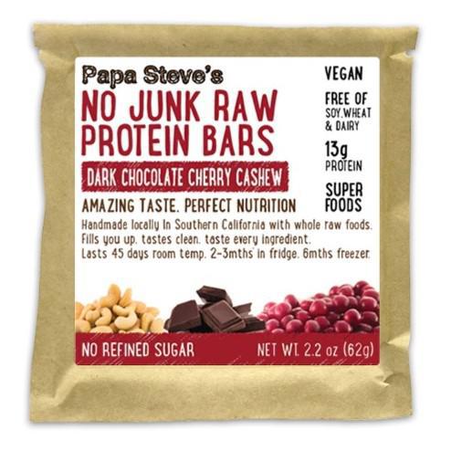 Papa Steve's - 'Dark Chocolate Cherry Cashew' No Junk Raw Protein Bar (2.2OZ).