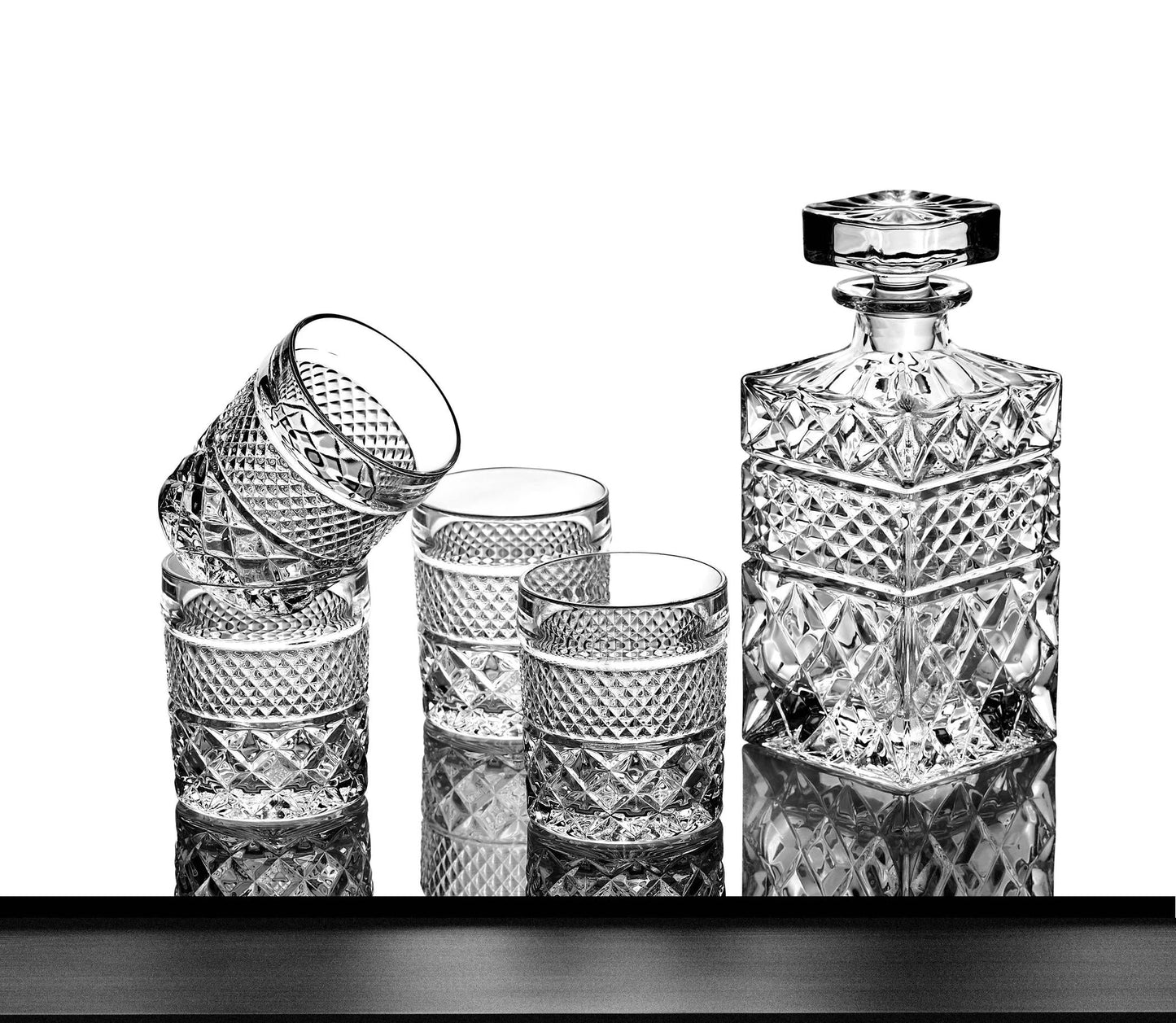 ROCKS - Whiskey Decanter w/ Glasses & Chilling Stones Gift Set.