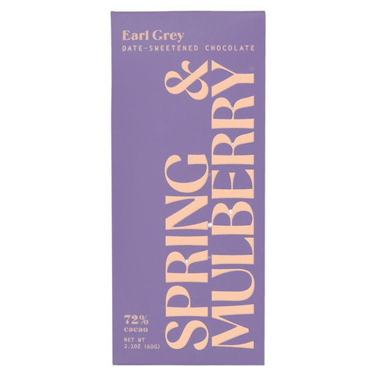 Spring & Mulberry  - 'Earl Grey' Date Sweetened Dark Chocolate (2.01OZ).
