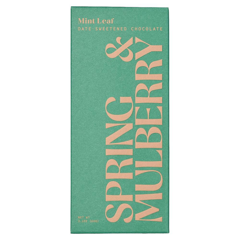Spring & Mulberry - 'Mint Leaf' Date Sweetened Dark Chocolate (2.01OZ).
