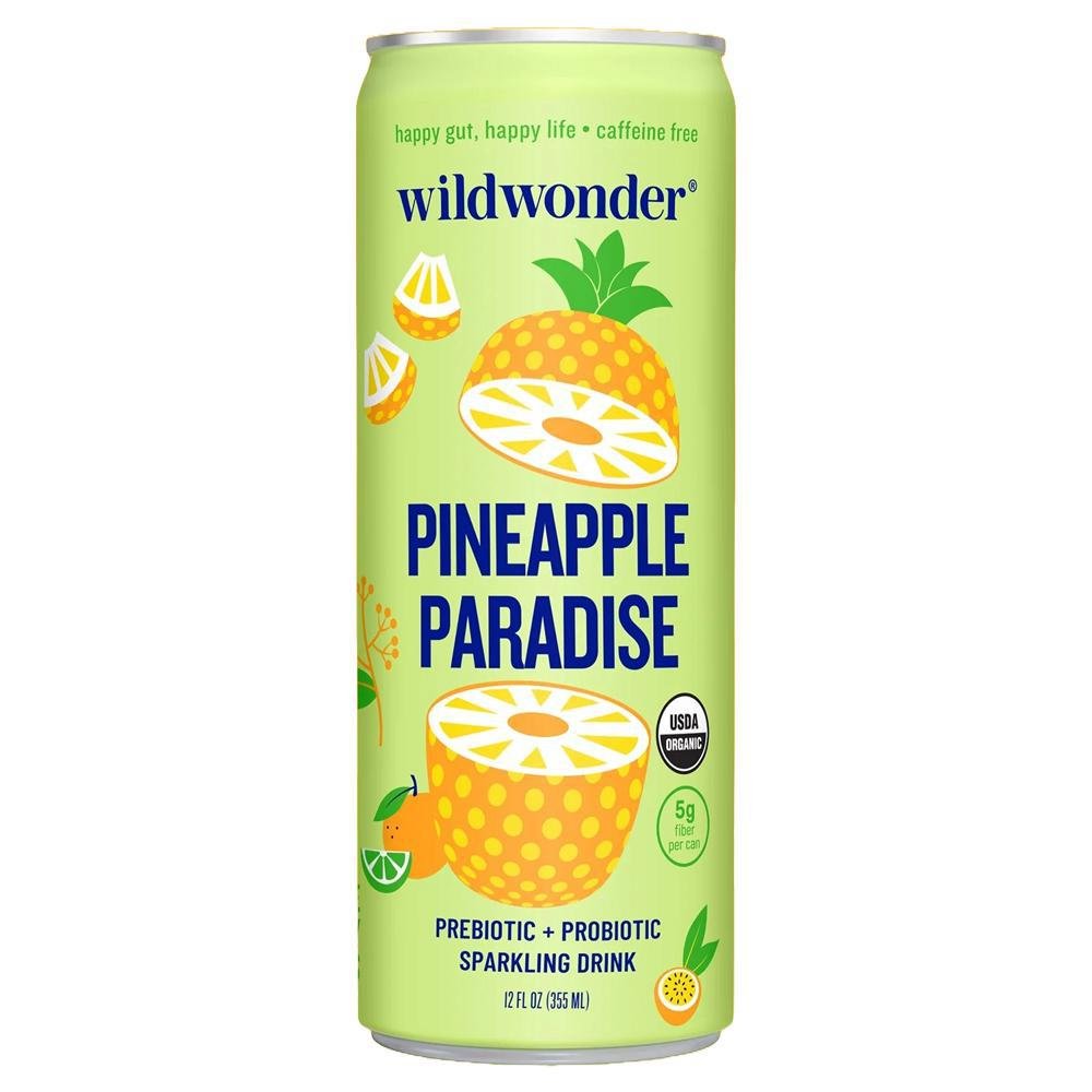 Wildwonder - 'Pineapple Paradise' Organic Prebiotic + Probiotic Sparkling Drink (12OZ).