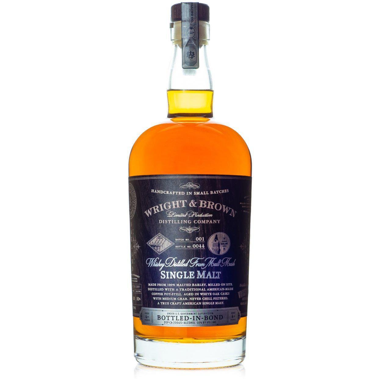 Wright & Brown - Bottled-In-Bond Single Malt Whiskey.