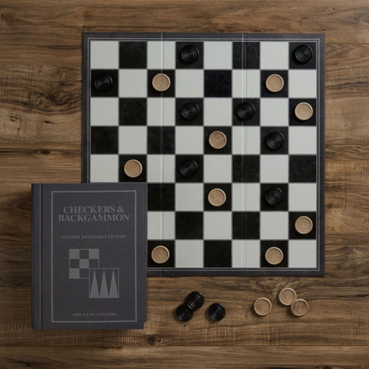 WS Game Company - 'Checkers & Backgammon' Vintage Bookshelf Edition.
